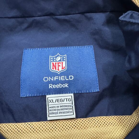 Reebok NFL On Field St. Louis Rams Jacket Men's Extra Large XL Blue Los Angeles - Picture 5 of 9